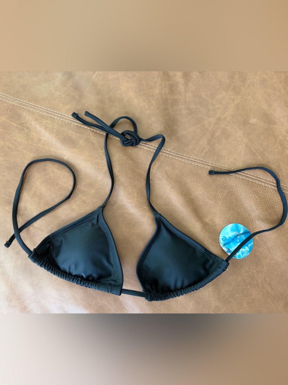 Decree Black Triangle String Bikini Top